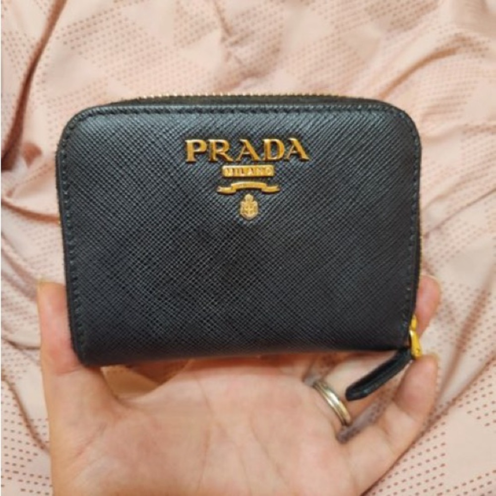 Prada coin card purse wallet zip around